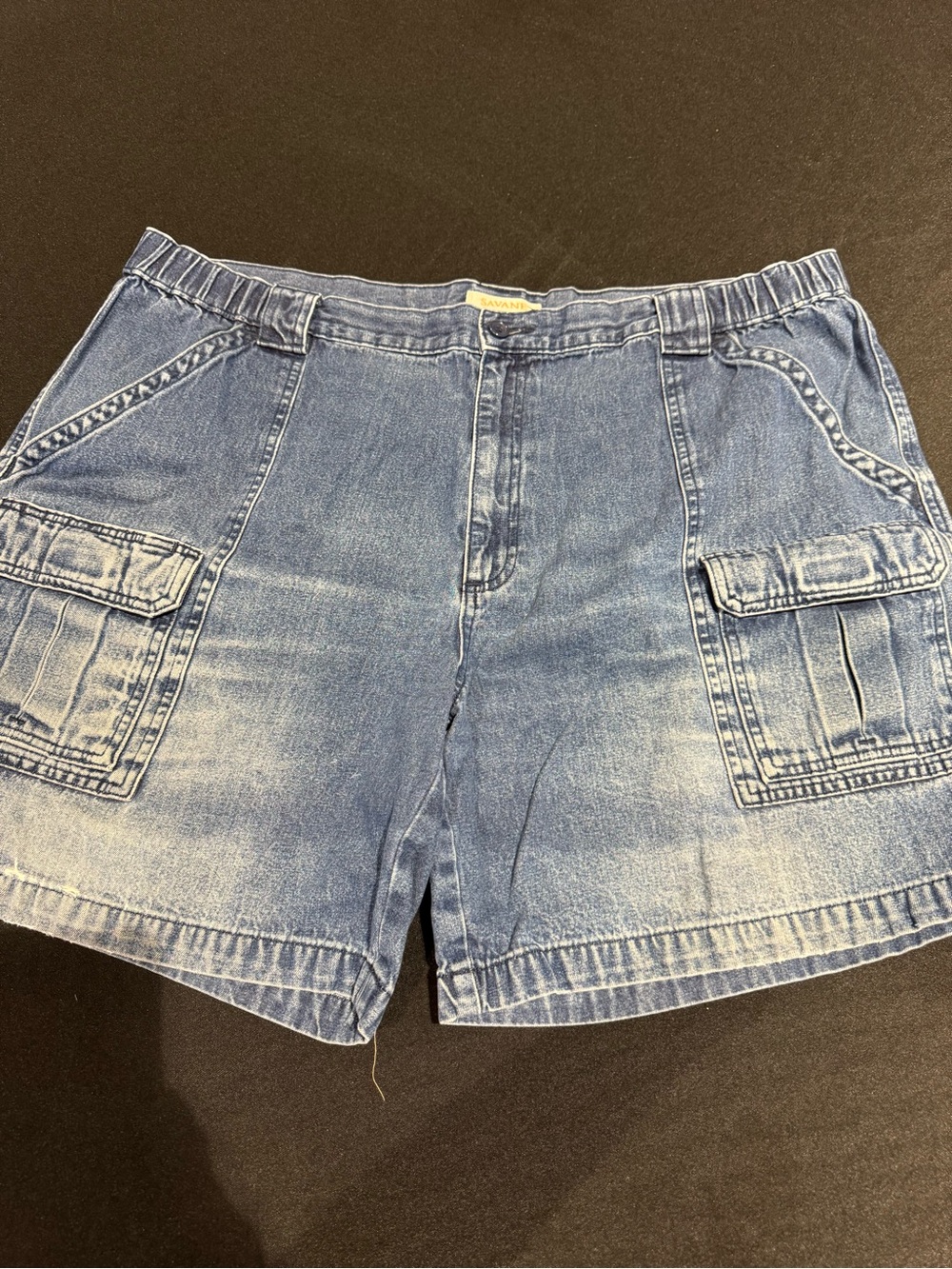 Savane Light Blue Denim Cargo Shorts - Women's
